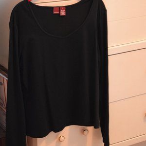 Merona XL Long Sleeve Solid Black Top